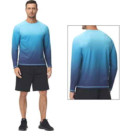 Men's Long Sleeve Swim Shirts Rashguard UPF 50+ UV Sun Protection Shirt Athletic Workout Running Hiking T-Shirt Swimwear
