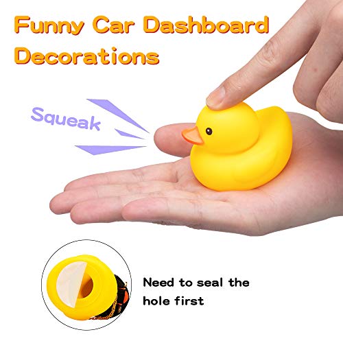 2Pcs Rubber Duck Car & Bicycle Decorations - Squeeze & Fun Dashboard Ornaments