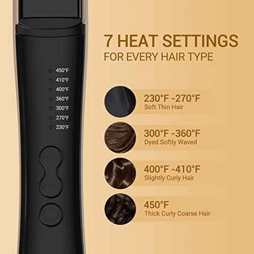 Professional Hair Straightener Ceramic Tourmaline Flat Iron Straightens and Curls 2 in 1 Adjustable Temp up to 450¢µ Avoid Snagging