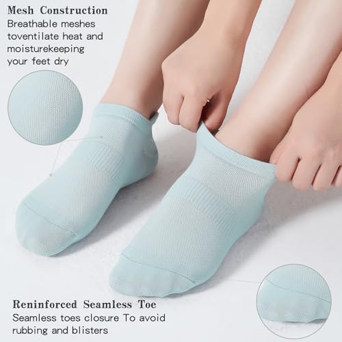 Ankle Socks Women & Men 6-12 Pairs Thin Low Cut No Show Socks with Tab - 9-11 Size, 6 Colors