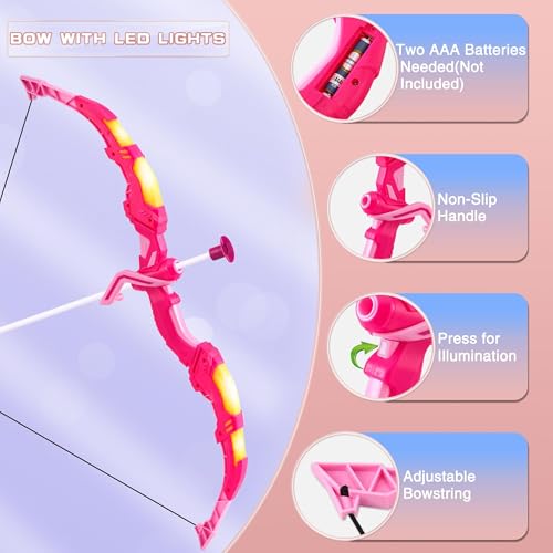 Pink & White Kids Bow and Arrow Set with LED Lights - 2 Pack
