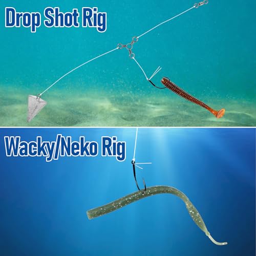 Dr.Fish 30 Pack Weedless Drop Shot Hooks for Bass Fishing - Wide Gap Wacky & Flipping