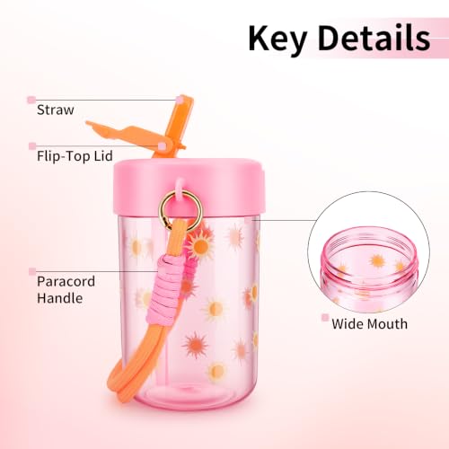 Kids Water Bottle with Straw Lid - Sunshine 16oz Leak-Proof Tritan Bottle for School & Travel