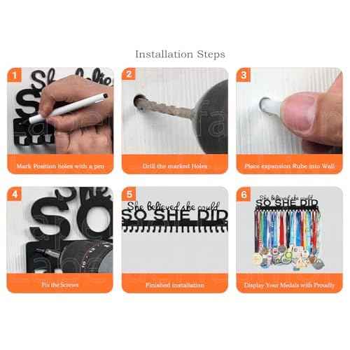 Sports Medal Hanger Display Holder Hook Rack for 60 Medals-16 Wide with 20 Hooks-Black-Easy Use Awesome Gifts