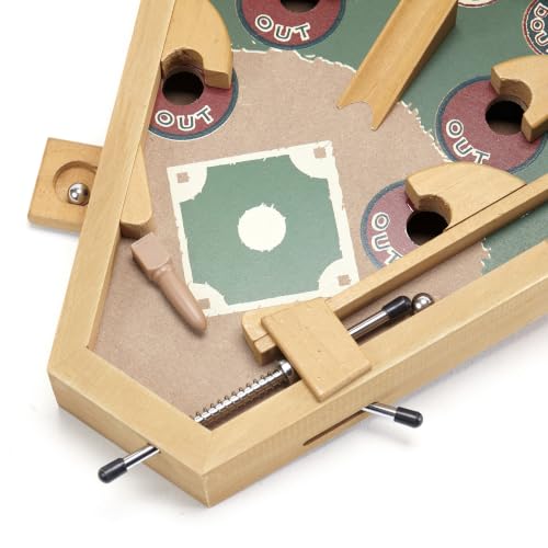 Old Time Baseball Pinball Game - Wooden Tabletop Arcade for Kids & Adults
