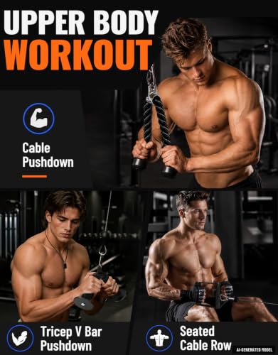5-Piece Cable Machine Attachment Set for Gym & Home Workouts with Non-Slip Grips