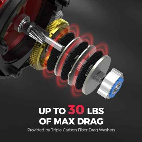 KastKing ReKon Round Baitcasting Fishing Reel, Saltwater Inshore Surf Trolling Reel, Up to 30LBS Powerful Max Drag, Conventional Reel for Catfish, Musky, Bass, Durable Graphite Frame for Saltwater