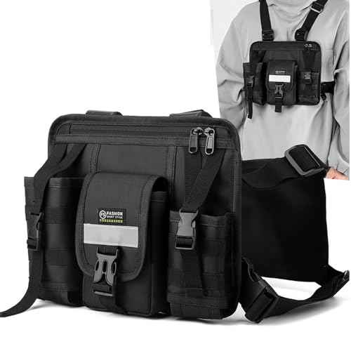 LUITON Radio Chest Harness with Reflective Strips Shoulder Holster Radio Vest Holder Two Way Radio Vest Rig Walkie Talkie Case