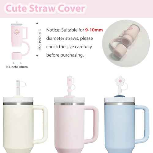 Stanley Cup Accessories Set Including 6 Pcs Silicone Spill Proof Stopper, 2 Pcs Straw Cover Cap for 9-10 mm Straws, 1 Pcs Silicone Boot for Stanley Cup 40oz & 30oz Tumbler (ROSE QUARTZ)