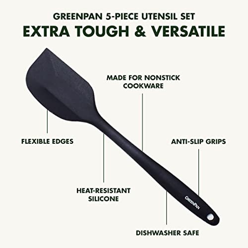 Charcoal Gray GreenPan 5 Piece Silicone Cooking Utensil Set Nonstick Scratch-Free