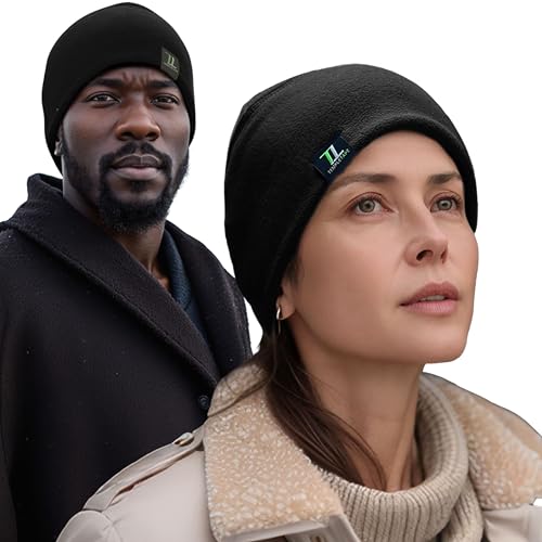 Temple Tape Tactical Fleece Watch Cap Beanie Black One Size - Winter Skull Hat for Men and Women