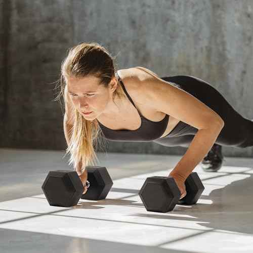 Fitvids Hex Dumbbells Rubber Coated Hand Weights for Exercises and Fitness, Single?s