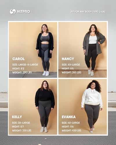 Plus Size Leggings with Pockets for Women - High Waist Tummy Control Yoga Pants 3X-Large Black