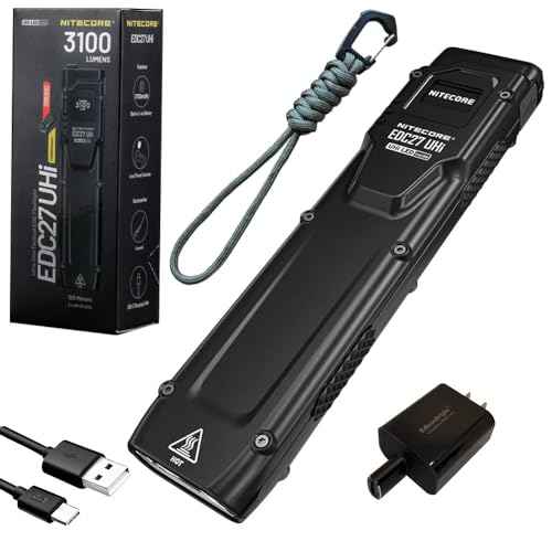 Nitecore EDC27 UHi 3100 Lumen USB Rechargeable Slim Body LED Flashlight EdisonBright Brand Charging Adapter