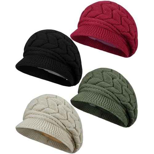 Newcotte Women Winter Hat Knitted Caps with Visor 2025 Warm Hats for Women Beanies for Winter Cold Weather