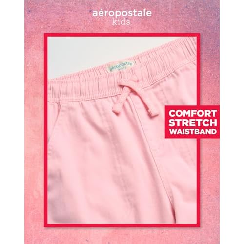 AEROPOSTALE Girls Cargo Pants - Casual Twill Joggers Baggy Sweatpants for Girls with Elastic Drawstring Waist (Sizes: 7-16)