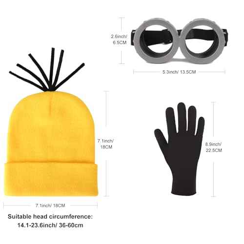 DRESHOW Costume Accessories Set Vintage Goggles Glasses Beanie Knit Hats Black Gloves Halloween Cosplay Set for Women Men