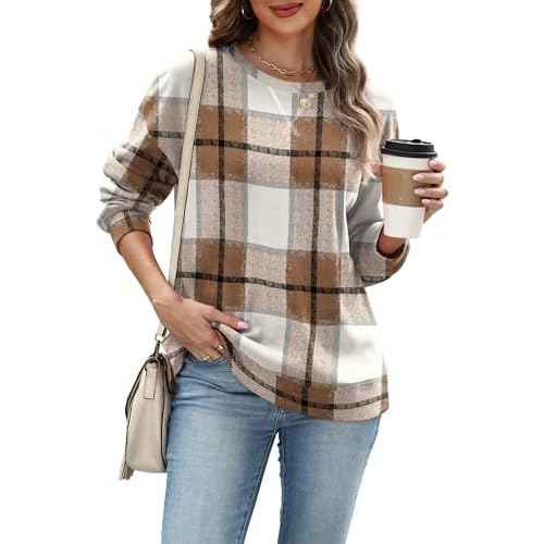 RUMIA Women's Crew Neck Sweatshirt Loose Pullover Long Sleeve Shirts Soft Tops for Women Fall Clothes 2025