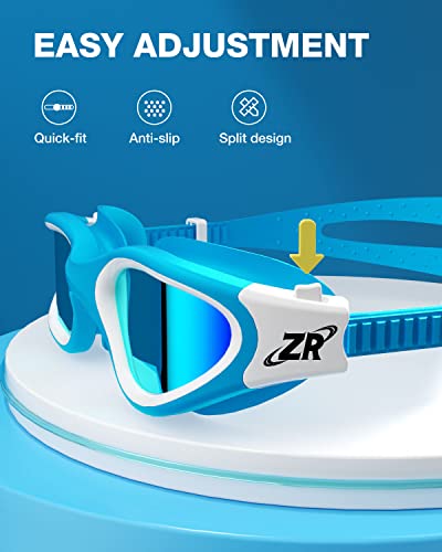 Kids Swim Goggles - 2 Pack Polarized G1MINI Girls & Boys, White Gold & Blue Gold