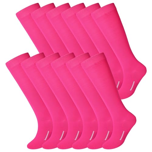 Youth Football Socks Bulk 12 Pairs Softball Soccer Socks - Small Hot Pink