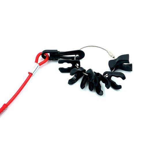 BassMooch Red Boat Safety Lanyard, 60 Inch Steel Wire, 8 Key Options