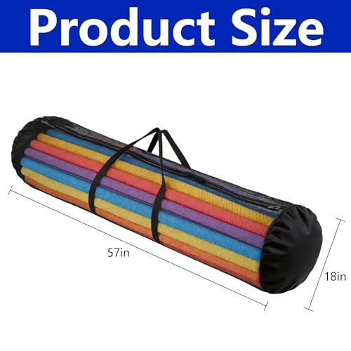 Black Pool Noodle Storage Bag 55x18x18 Inch Mesh Organizer for Pool Floats