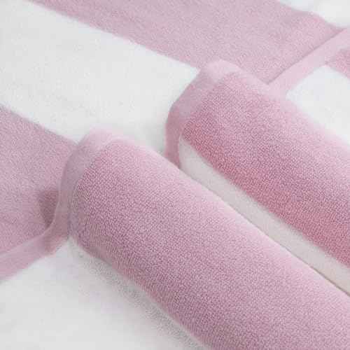 CLOWOOD Plush Oversized Beach Towel - Cotton 40 x 70 Inch Large Thick Pink Striped Cabana Pool Swimming Towel