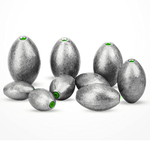 Fishing Egg Sinkers Kit 8 Pcs 2.5oz - Drop Lead Weights for Saltwater & Freshwater Casting