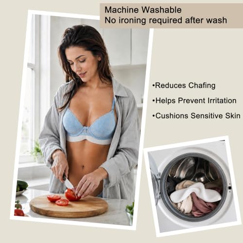 KimYoung Large Cotton Waffle Bra Liners Reusable Sweat Pads for Sensitive Skin
