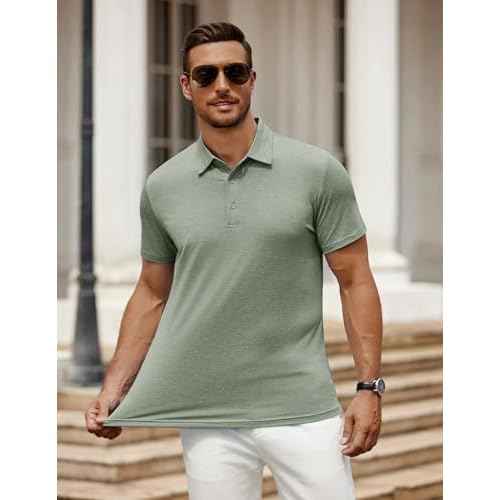 COOFANDY Men's Polo Shirt Golf Quick Dry Performance Short Sleeve Moisture Wicking Athletic Polo Collared Tennis T-Shirt