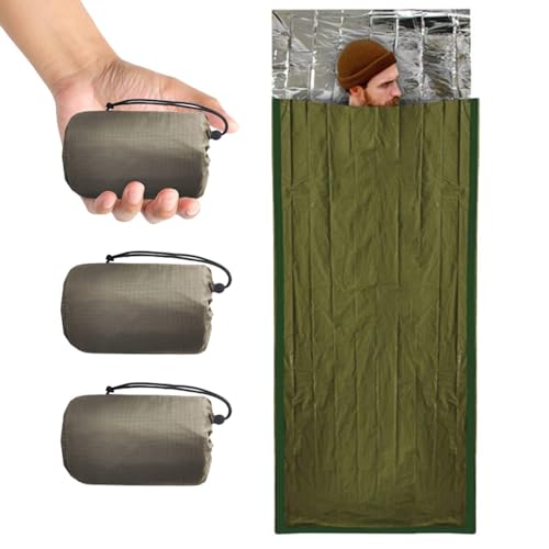 Emergency Sleeping Bag 3 Pack - Thermal Waterproof Mylar Bivy for Adults