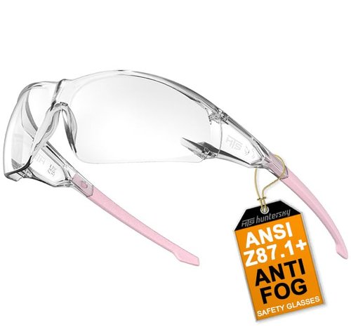 HTS HUNTERSKY S239 Protective Clear pink Small Safety Glasses women youth protecting eyes from wind dust proof night bike riding cycling running lab chemistry goggles