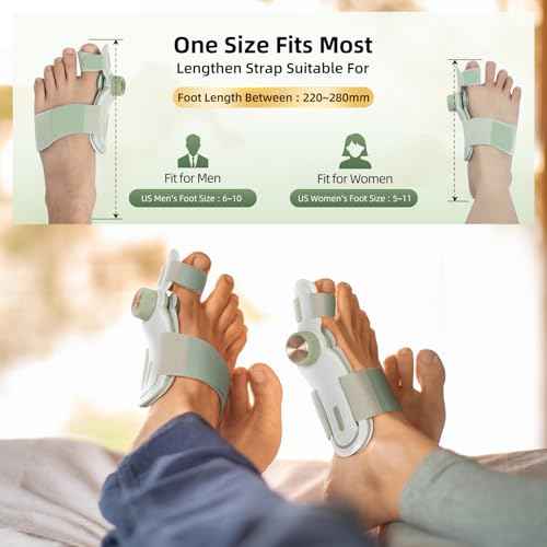 Bunion Corrector for Women Men Big Toe, Adjustable Knob Double Correction Bunion Fix Relief Bunion Splints with 3 Different Angle Fixing Plates Silicone Pad Comfortable Effective
