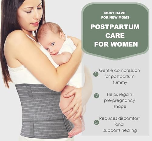 Postpartum Abdominal Binder Support Wrap - Grey, Waist L/XL