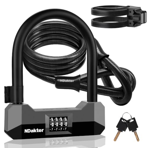 Heavy Duty Anti-Theft Bike U Lock with 5ft Steel Cable - Gray, Medium Variation
