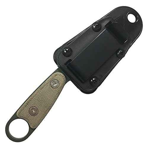 ESEE Knives Izula-OD w/Handle, Molded Polymer Sheath, and Clip Plate (Grey Canvas Micarta Handle/OD Blade/Black Sheath)
