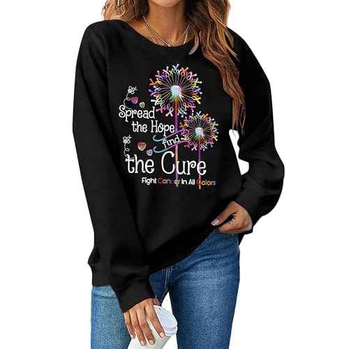 EGELEXY Breast Cancer Awareness Sweatshirt Women Pink Ribbon Cancer Outfits October Fight Cancer Pullover Tops