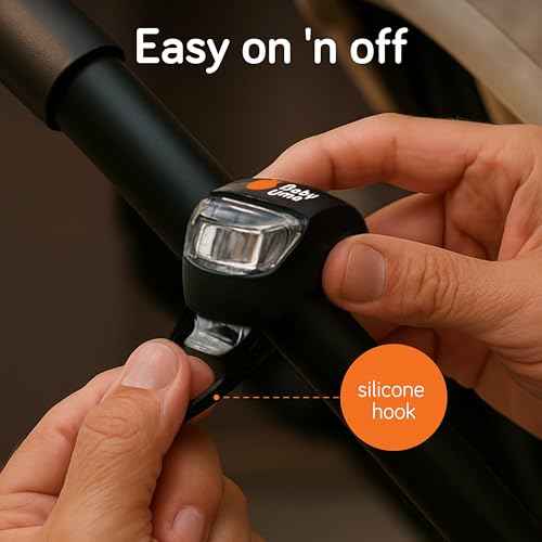 Baby Uma LED Stroller Lights (4-Pack) - Universal with 3 Light Modes (Constant/Pulse/Strobe), Buggy & Bike Lights Front and Back (2 White Headlights & 2 Red Taillights), Clip-On Bike Light