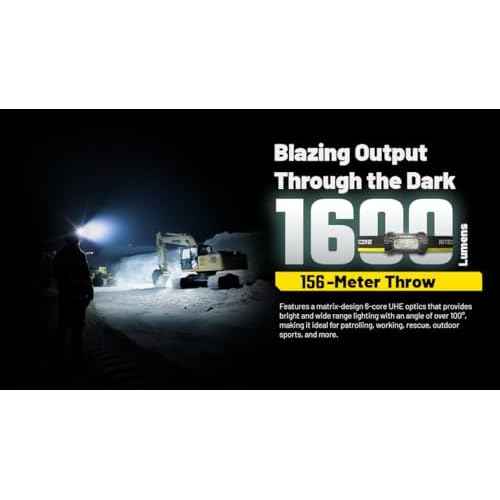 Nitecore HC70 UHE Headlamp, 1600 Lumen USB-C Rechargeable with Extra Long Runtime, White and Red Beams for Industrial Working Overnight, Night Hunting, Search and Rescue, Caving