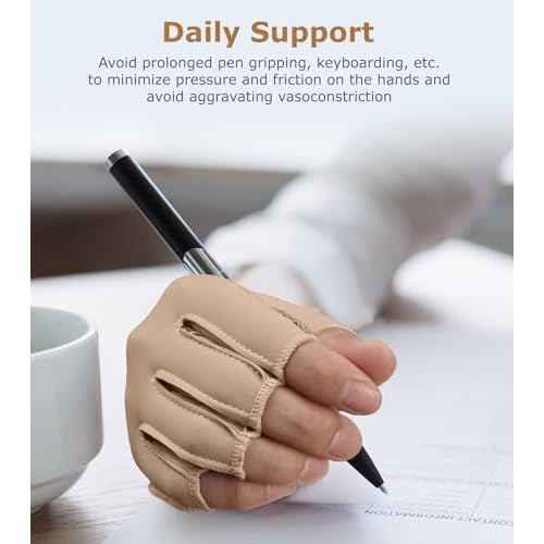 NURCOM Compression Arthritis Gloves, Rheumatoid Pain Relief Compression Gloves for Women & Men, Premium Fingerless Circulation Gloves for Arthritis & Joint Pain, Swelling, Tendonitis, 1 Pair Beige M