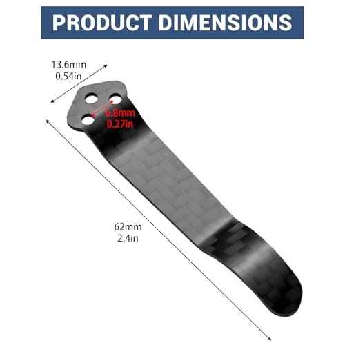 2 pack Titanium Alloy Deep Carry Pocket Clip - 3-Hole Carbon Fiber Replacement Compatible with Spyderco PM2/Manix/Delica Models with Screws