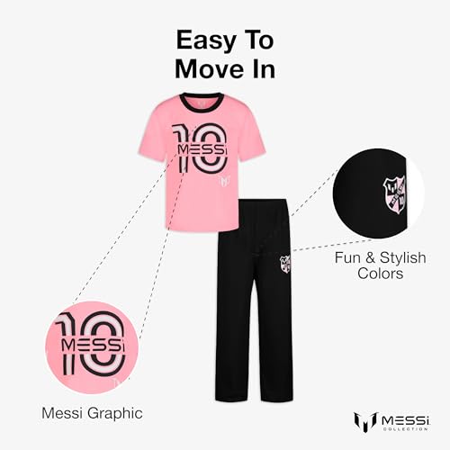 Messi Boys' Lifestyle Long Sleeve 2-Piece Set Pink 8-10 - Loose Fit