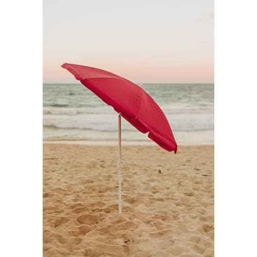 PICNIC TIME NCAA Ohio State Buckeyes Outdoor Canopy Sunshade Beach Umbrella 5.5' - Small Patio Umbrella - Beach Chair Umbrella
