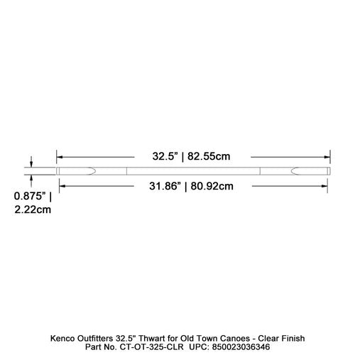Kenco Outfitters 32.5" Thwart for Old Town Canoes - Clear Finish