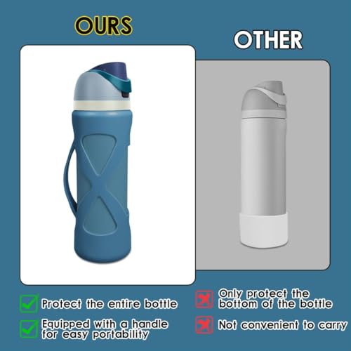 Denim Silicone Boot with Handle for Owala 24 oz Water Bottle - Compatible & Protective