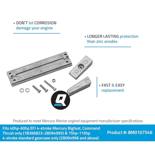 Marine Aluminum Anode Kit for Mercury Outboards 40-115hp Replacement