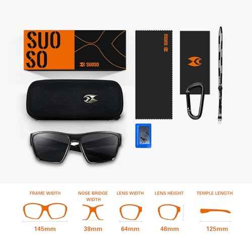 suoso Sports Polarized Sunglasses for Men: TR90 UV400 Protection Sun Glasses Womens Wrap Around Goggles for Drving Fishing