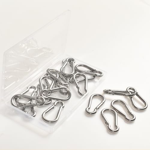 M5 1.97 Inch Stainless Steel Carabiner Clips, Spring-Snap Hooks, for Keychains Camping Fishing Hiking Traveling, Set of 20
