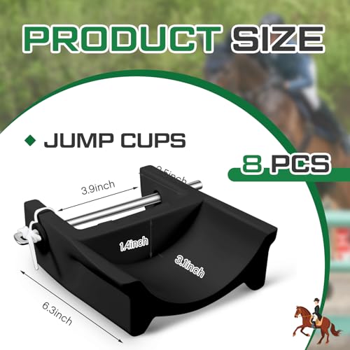Black Horse Jump Cup Set - 4 Pairs Plastic Jump Cups with Pins for Equestrian Use