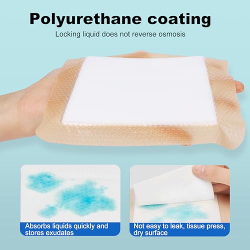 6''x6'' Silicone Foam Wound Dressings 20 Pack - Gentle Border, Waterproof, Absorbent, Self-Adhesive Pressure Sore Pads